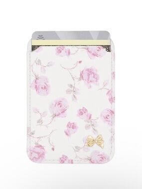 LoveShackFancy – Case-Mate Ribbon Rosa Flora Magnetic Cardholder Sterling Dusk